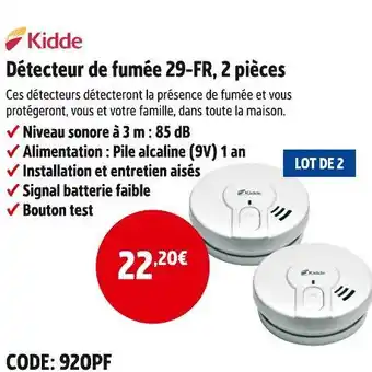 Kidde détecteur de fumée 29-fr, 2 pièces