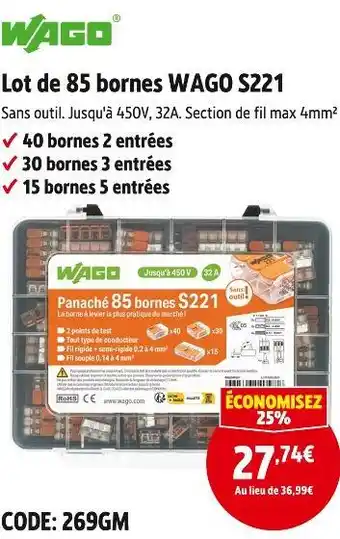 Screwfix Wago lot de 85 bornes wago s221 offre