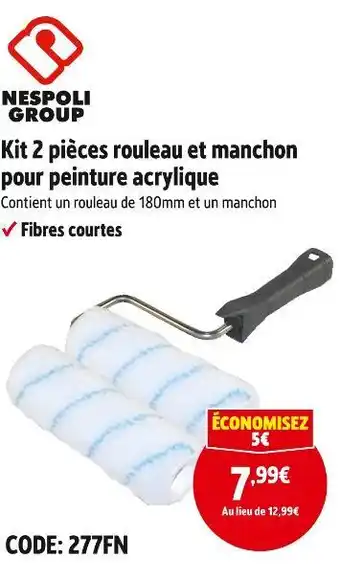 Screwfix Nespoli group kit 2 pièces rouleau et manchon pour peinture acrylique offre