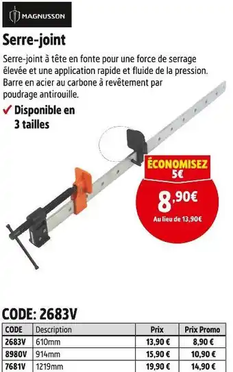 Screwfix Magnusson serre-joint offre
