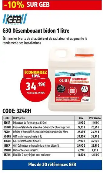 Geb g30 désembouant bidon 1 litre