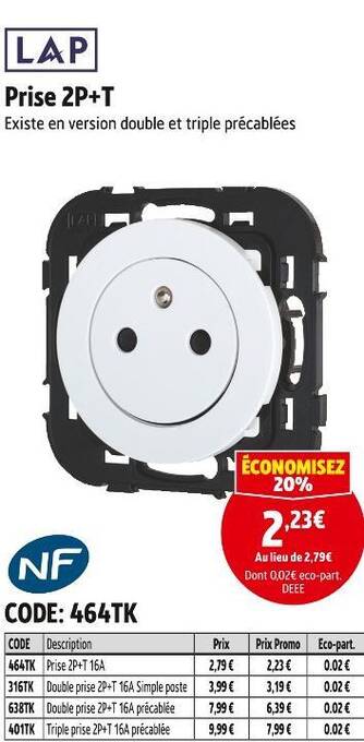 Screwfix Prise 2p+t offre