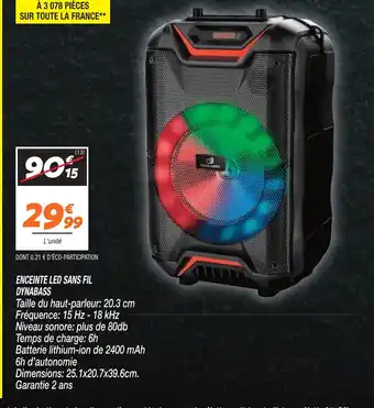 Netto ENCEINTE LED SANS FIL DYNABASS offre