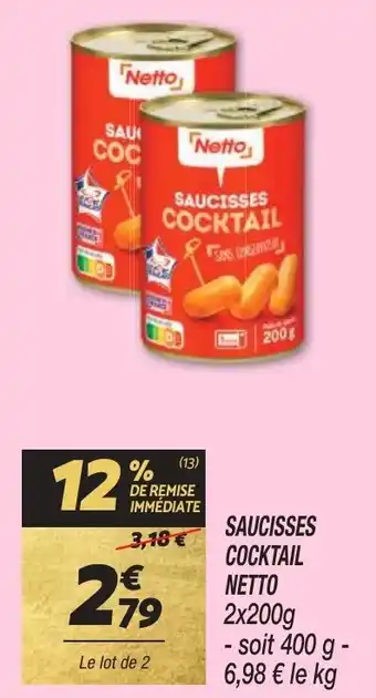 Netto SAUCISSES COCKTAIL offre