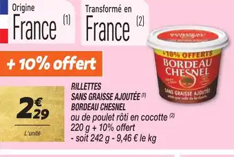 Netto RILLETTES SANS GRAISSE AJOUTÉE BORDEAU CHESNEL offre