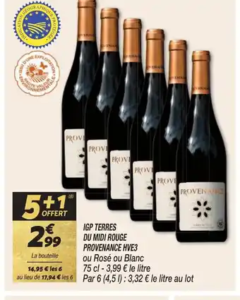 IGP TERRES DU MIDI ROUGE PROVENANCE HVE3