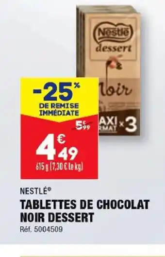 ALDI TABLETTES DE CHOCOLAT NOIR DESSERT offre