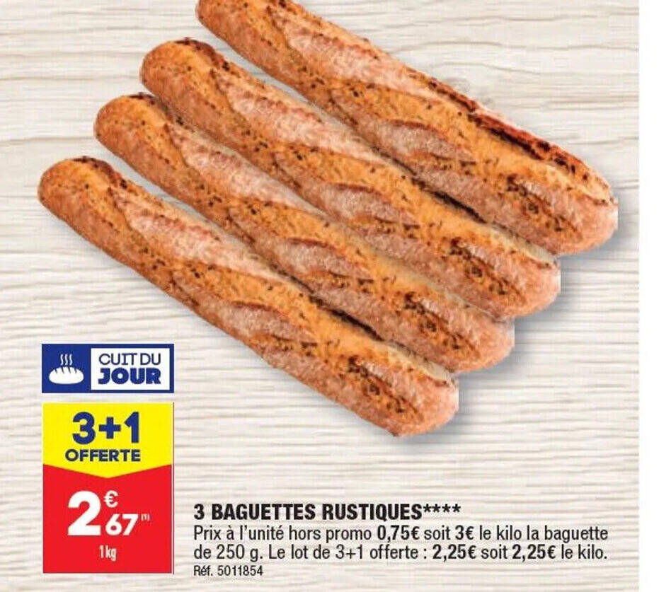 Promo 3 BAGUETTES RUSTIQUES chez ALDI