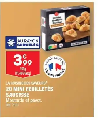 ALDI 20 MINI FEUILLETÉS SAUCISSE offre