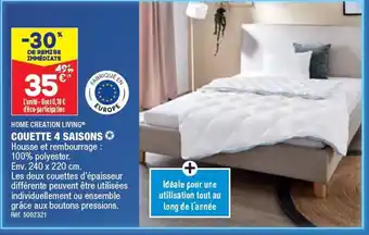 ALDI COUETTE 4 SAISONS offre