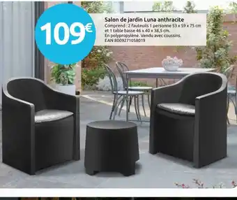 Mr Bricolage Salon de jardin Luna anthracite offre