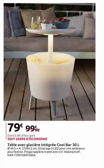 Mr Bricolage Table avec glacière intégrée Cool Bar 30 L offre
