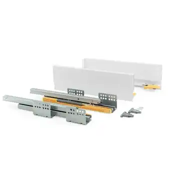 Bricomarché Kit de tiroir pour cuisine et sdb concept - h. 185mm - p. 500mm - fermeture amortie - acier - blanc offre