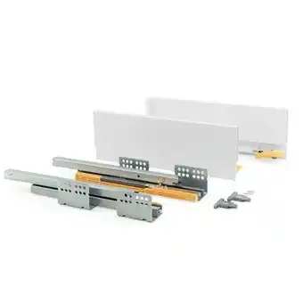 Bricomarché Kit de tiroir pour cuisine et sdb concept - h. 138mm - p. 350mm - fermeture amortie - acier - blanc offre