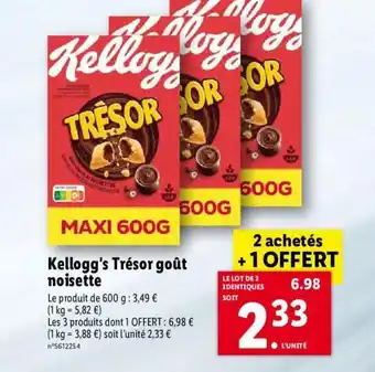 Lidl Kellog's Trésor goût noisette offre