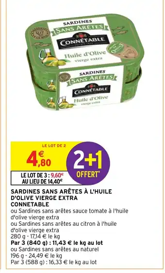 Intermarché SARDINES SANS ARÊTES À L'HUILE D'OLIVE VIERGE EXTRA offre