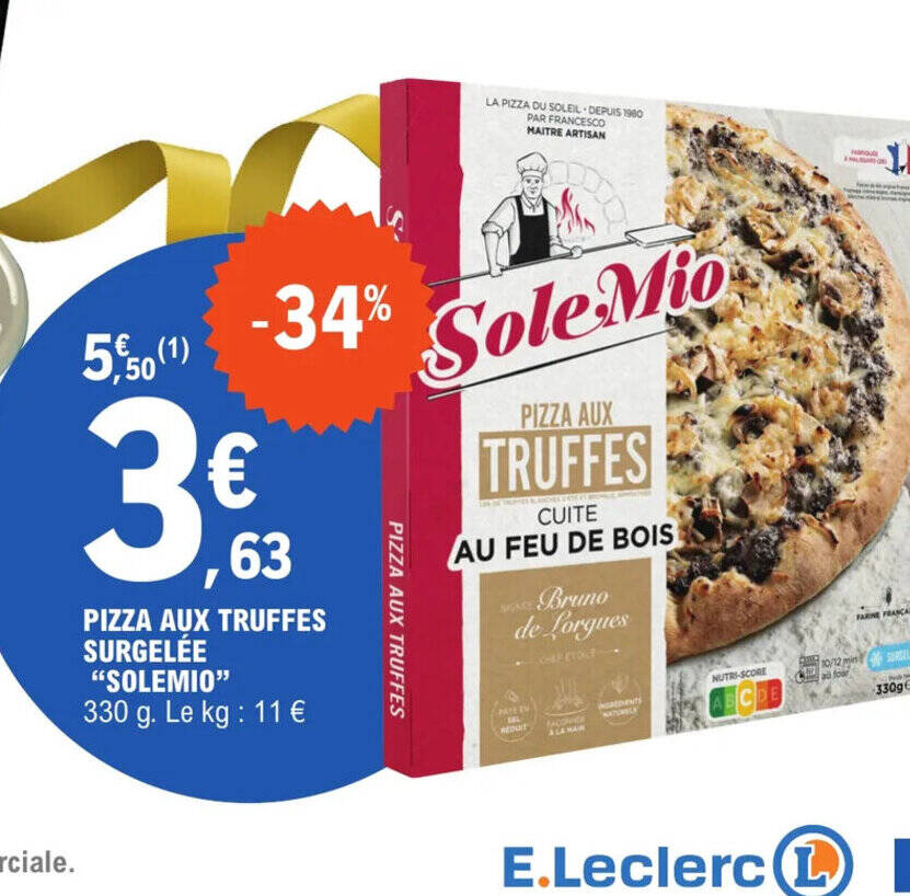 Promo PIZZA AUX TRUFFES SURGELÉE "SOLEMIO" chez E.Leclerc