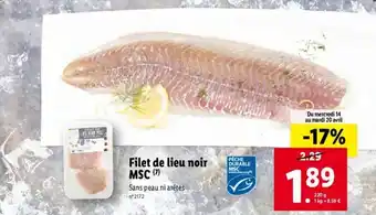 Lidl Filet de lieu noir offre