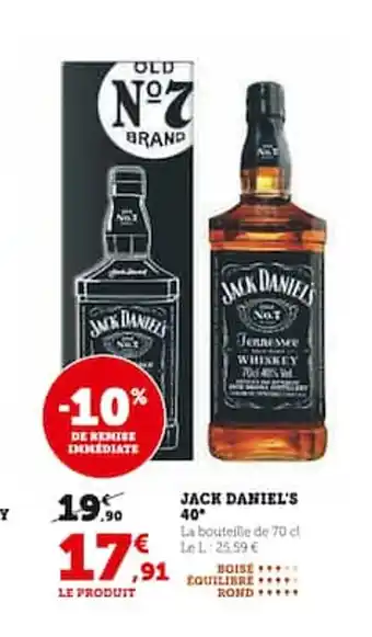 Super U JACK DANIEL'S 40 offre