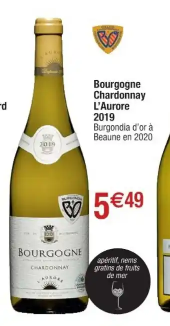 Cora x Carrefour Bourgogne Chardonnay L'aurore 2019 offre