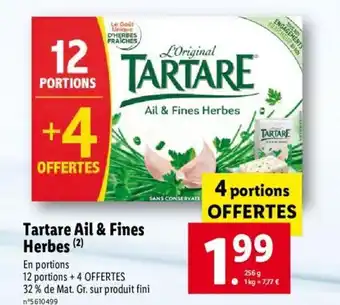 Lidl Tartare Ail & fines herbes offre