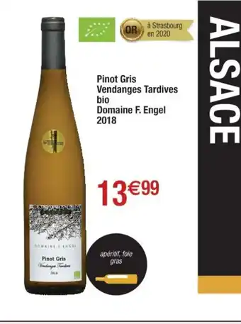 Cora x Carrefour Pinot Gris Vendanges Tardives Bio Domaine F. Engel 2018 offre