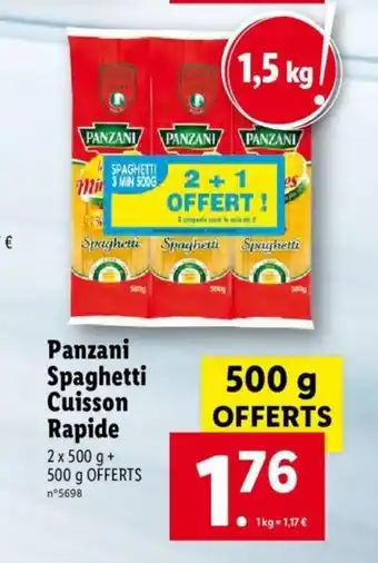 Lidl Panzani Spaghetti Cuisson rapide offre