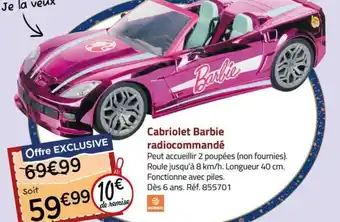 La Grande Récré Cabriolet Barbie radiocommandé offre