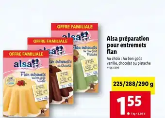 Lidl Alsa préparation pour entremets flan offre