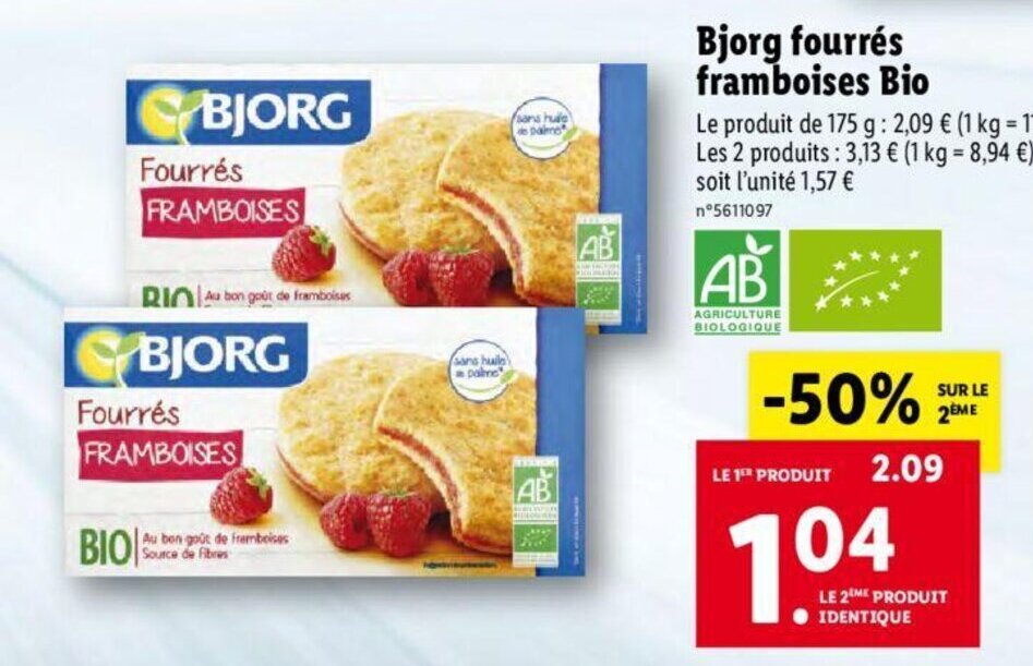 Promo Bjorg Fourres Framboises Bio Chez Lidl