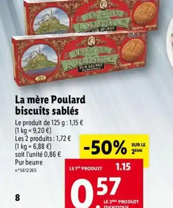 Lidl La Mère Poulard biscuits Sablés offre