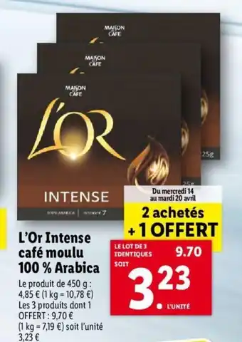 Lidl L'Or Intense café moulu 100% Arabica offre