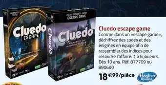 La Grande Récré Cluedo escape game offre