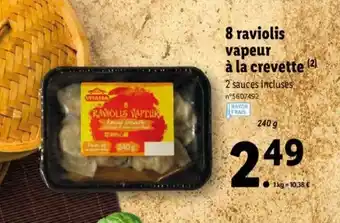 Lidl 8 raviolis vapeur à la crevette offre
