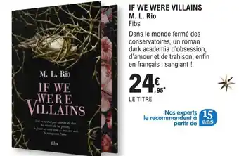 IF WE WERE VILLAINS M. L. Rio