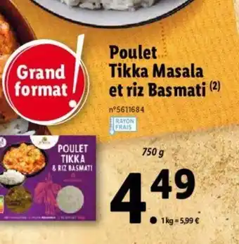 Lidl Poulet tikka Masala et riz basmati offre