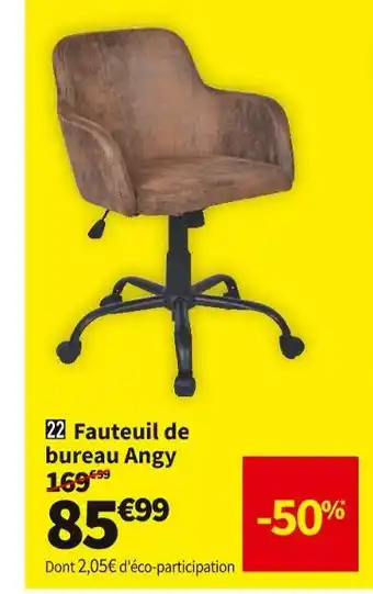 Conforama Fauteuil de bureau marron angy 2 offre