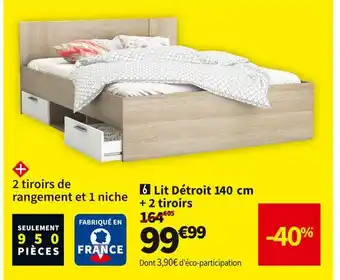 Lit 140 cm + 2 tiroirs detroit