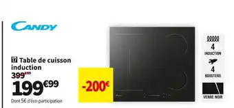 Conforama Candy table de cuisson induction ctp644scbb offre