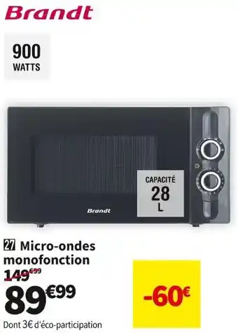 Conforama Brandt micro-ondes monofonction sm 2805 b offre