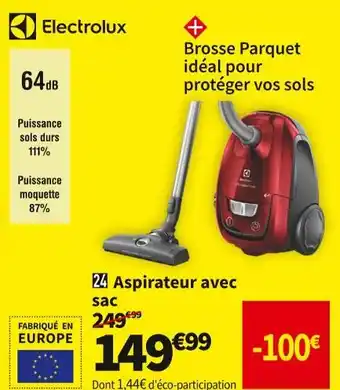 Conforama Electrolux aspirateur avec sac eusc66-cr offre