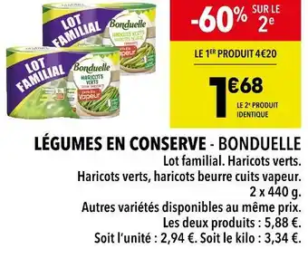 Supeco Bonduelle légumes en conserve offre