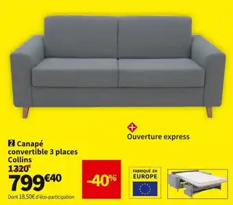 Conforama Canape convertible 3 places collins offre