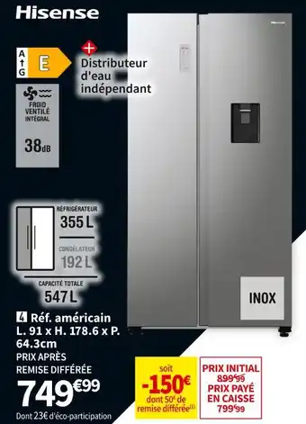 Conforama Hisense réf. américain rs711n4wce offre