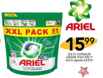 Stokomani Ariel les 51 capsules lessive tout en 1 offre