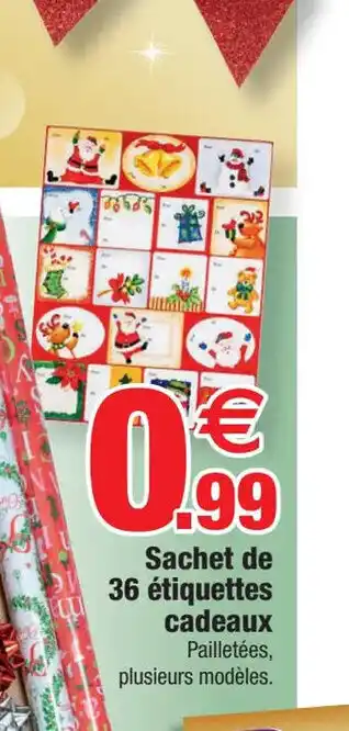 Sachet de 36 étiquettes cadeaux