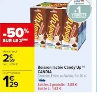 Carrefour Boisson lactée Candy Up CANDIA offre