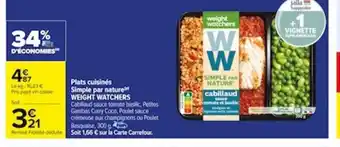 Carrefour Plats cuisinés Simple par naturel WEIGHT WATCHERS offre