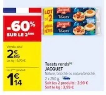 Carrefour Toasts ronds offre