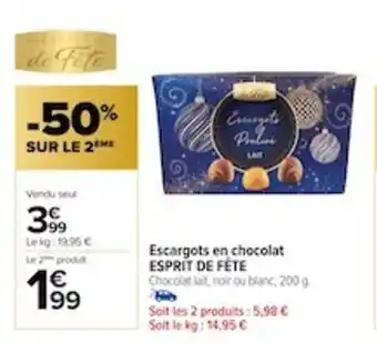 Carrefour Escargots en chocolat ESPRIT DE FÊTE offre